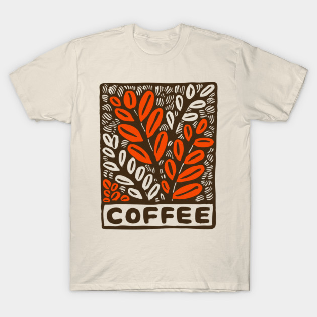 Coffee Plant Folk Art T-Shirt by TuncGK