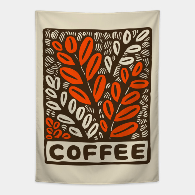 Coffee Plant Folk Art Tapestry by TuncGK