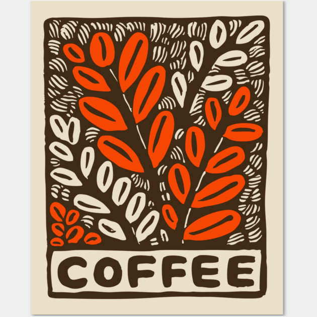 Coffee Plant Folk Art Wall Art by TuncGK