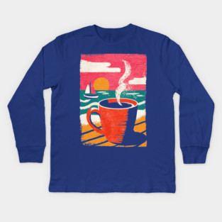 Sunrise Brew - Coffee by the Sea Kids Long Sleeve T-Shirt