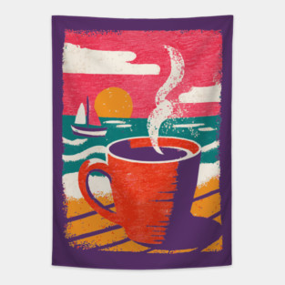 Sunrise Brew - Coffee by the Sea Tapestry