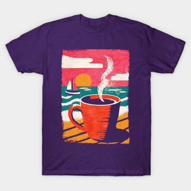 Sunrise Brew - Coffee by the Sea T-Shirt by TuncGK