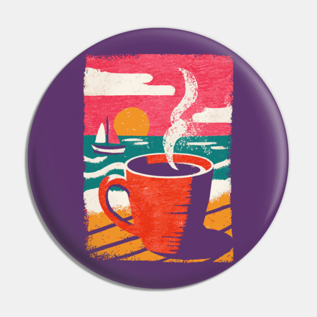 Sunrise Brew - Coffee by the Sea Pin by TuncGK