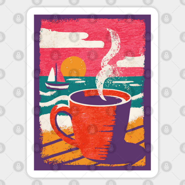 Sunrise Brew - Coffee by the Sea Sticker by TuncGK