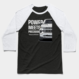 Silverado Truck Power Meets Precision (White) Baseball T-Shirt