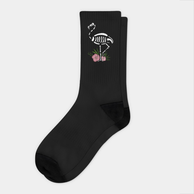 Cute Flamingo Skull Floral Tropical Socks by logiamerch