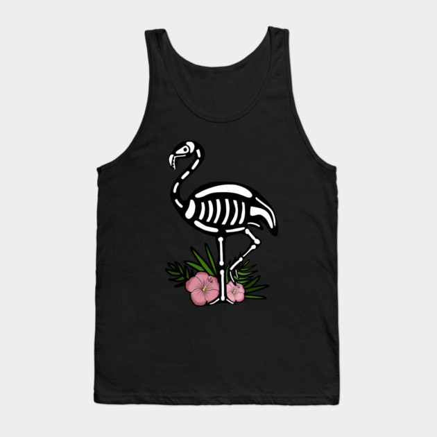 Cute Flamingo Skull Floral Tropical Tank Top by logiamerch