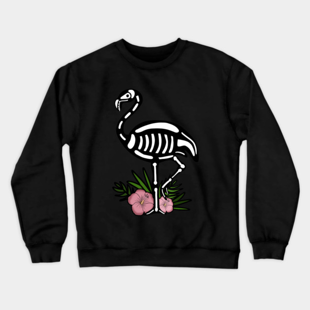 Cute Flamingo Skull Floral Tropical Crewneck Sweatshirt by logiamerch
