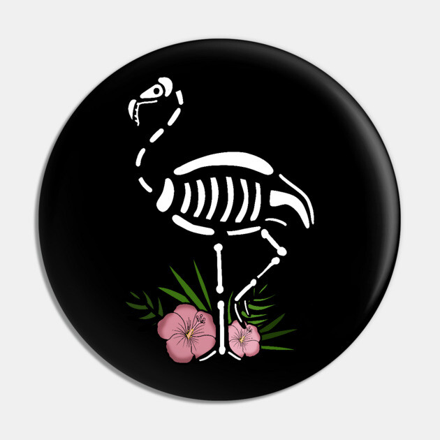 Cute Flamingo Skull Floral Tropical Pin by logiamerch
