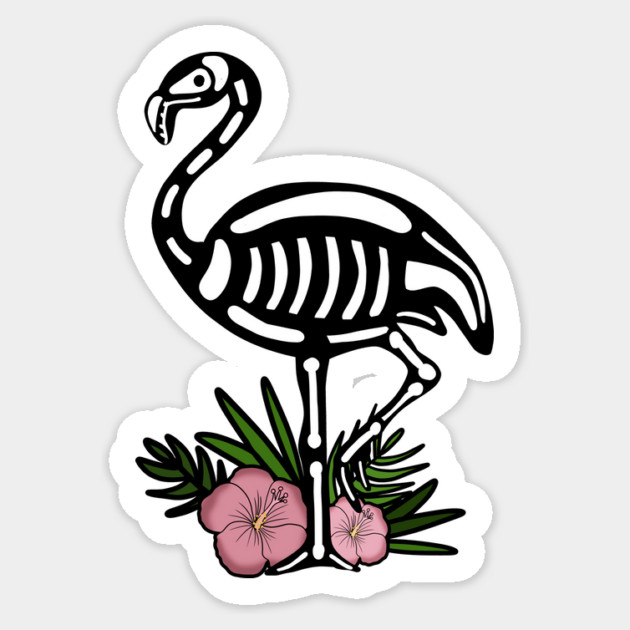 Cute Flamingo Skull Floral Tropical Sticker by logiamerch