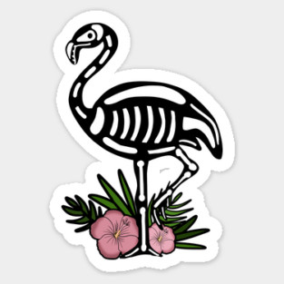 Cute Flamingo Skull Floral Tropical Magnet