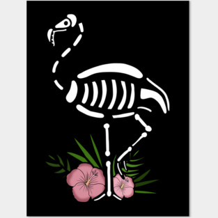 Cute Flamingo Skull Floral Tropical Posters and Art