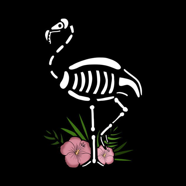 Cute Flamingo Skull Floral Tropical by logiamerch