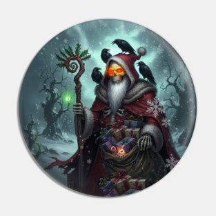 Dark Santa of Shadows – Gothic Christmas Skeleton Pin