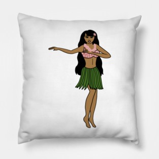 Aloha Tropical Dancing Girl Vacation Pillow