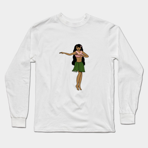 Aloha Tropical Dancing Girl Vacation Long Sleeve T-Shirt by logiamerch