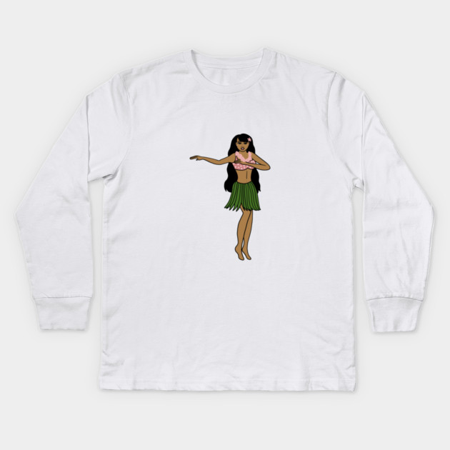 Aloha Tropical Dancing Girl Vacation Kids Long Sleeve T-Shirt by logiamerch