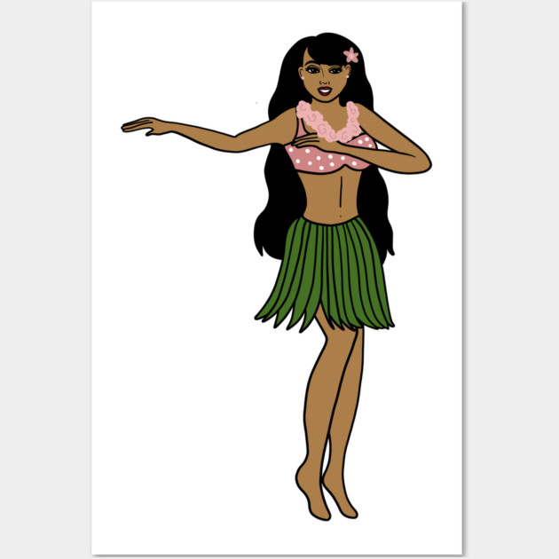 Aloha Tropical Dancing Girl Vacation Wall Art by logiamerch