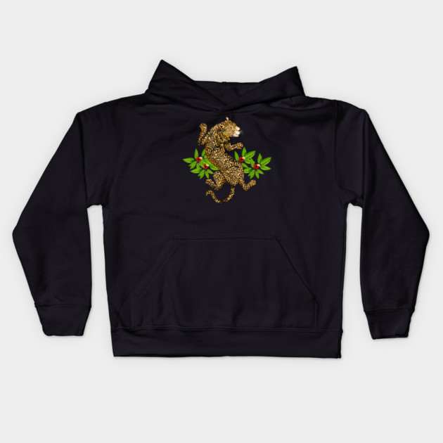 Jaguar Animal Tropical Cat Kids Hoodie by logiamerch