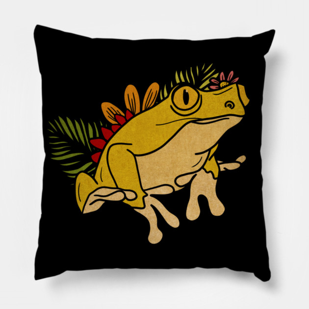 Tropical Frog South America Floral Pillow by logiamerch