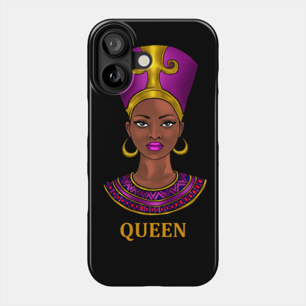 Melanin Queen Nefertiti Afro Black History Phone Case by logiamerch