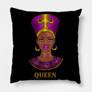Melanin Queen Nefertiti Afro Black History Pillow