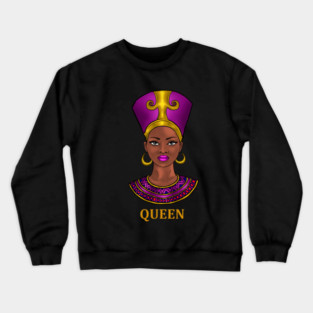 Melanin Queen Nefertiti Afro Black History Crewneck Sweatshirt