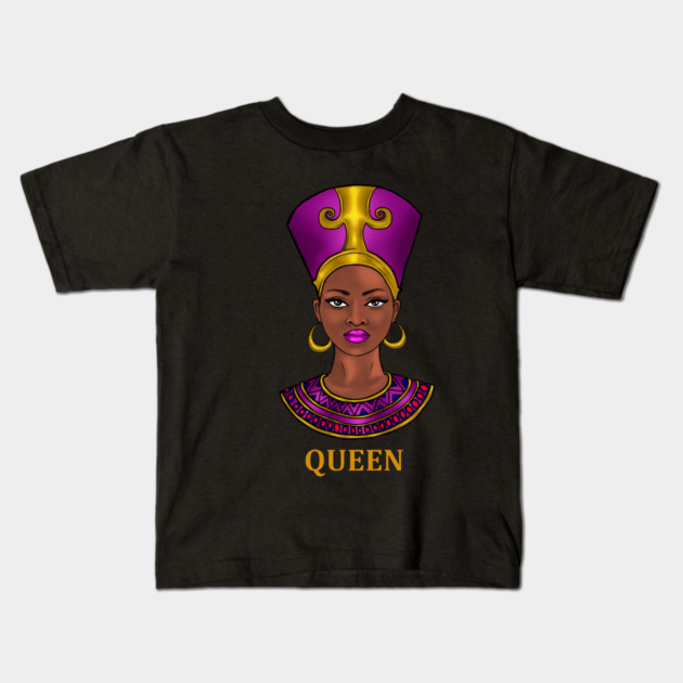Melanin Queen Nefertiti Afro Black History Kids T-Shirt by logiamerch