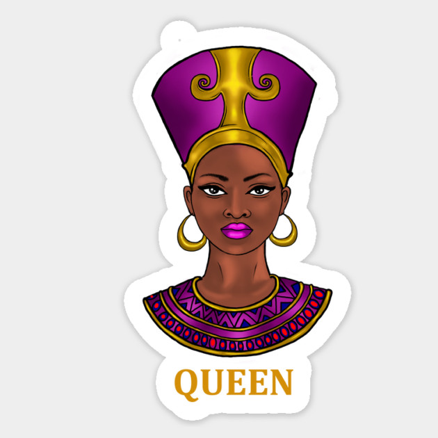 Melanin Queen Nefertiti Afro Black History Sticker by logiamerch