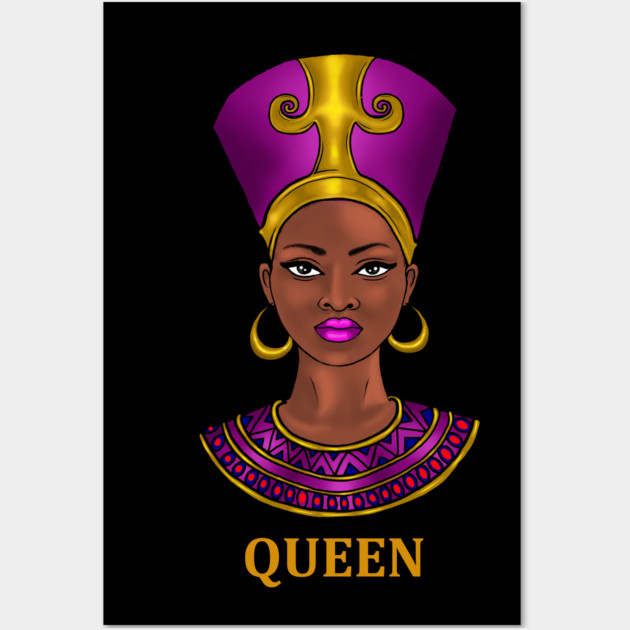 Melanin Queen Nefertiti Afro Black History Wall Art by logiamerch