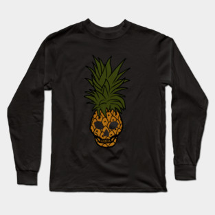 Tropical Pineapple Skull Face Long Sleeve T-Shirt