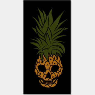 Tropical Pineapple Skull Face Posters and Art