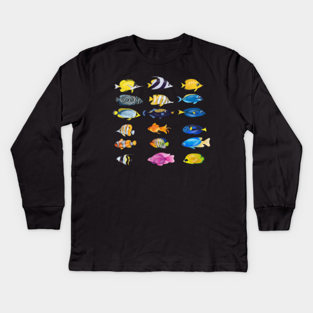 Tropical Fish Ocean Animal Kids Long Sleeve T-Shirt by logiamerch