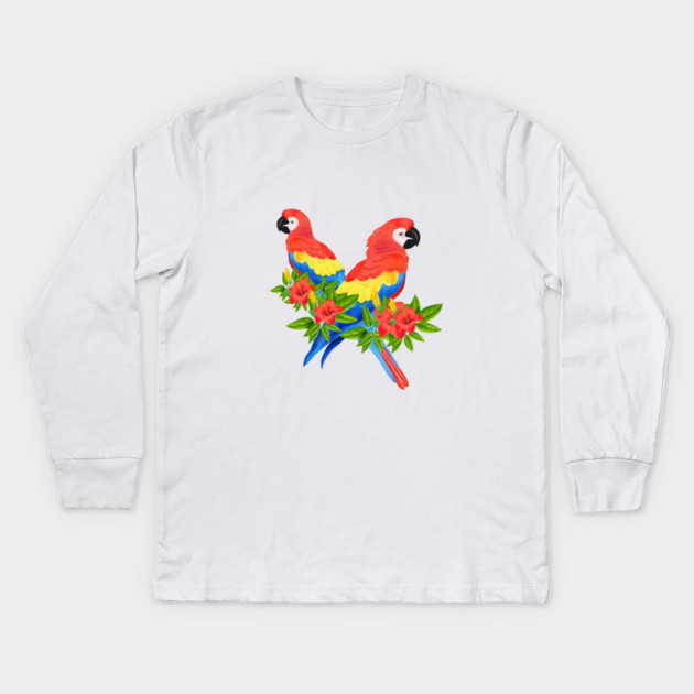 Tropical Parrot Birds Animal South America Kids Long Sleeve T-Shirt by logiamerch