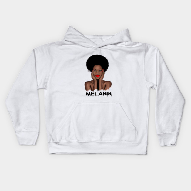 Melanin Drippin Afro Woman Black History Kids Hoodie by logiamerch