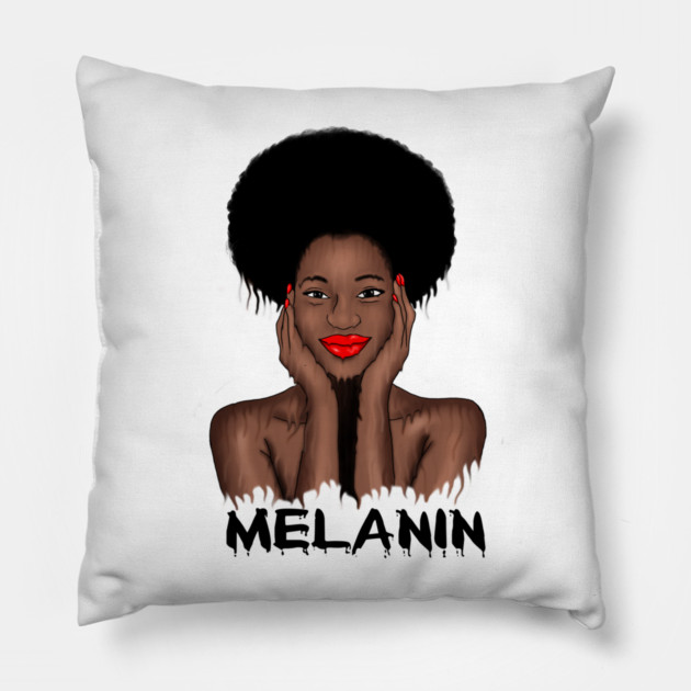 Melanin Drippin Afro Woman Black History Pillow by logiamerch
