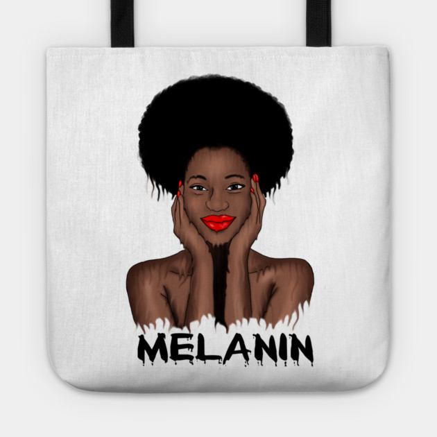Melanin Drippin Afro Woman Black History Tote by logiamerch