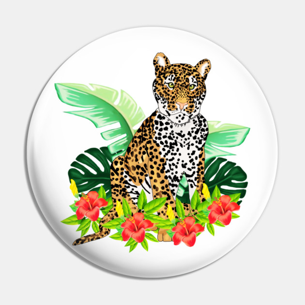 Jaguar Tropical Cat Floral South American Animal Pin by logiamerch