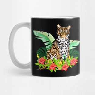 Jaguar Tropical Cat Floral South American Animal Mug