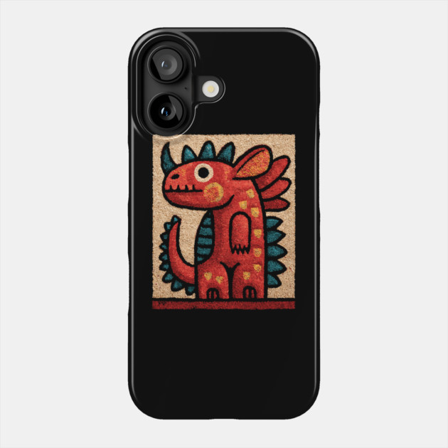 Folk Art Dino - A Friendly Dinosaur Phone Case by TuncGK