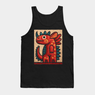 Folk Art Dino - A Friendly Dinosaur Tank Top
