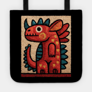 Folk Art Dino - A Friendly Dinosaur Tote