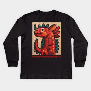 Folk Art Dino - A Friendly Dinosaur Kids Long Sleeve T-Shirt