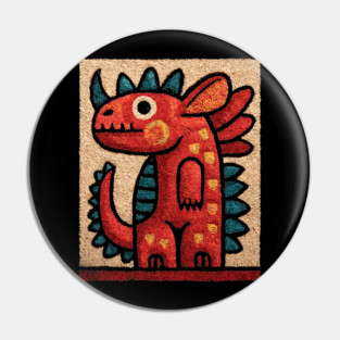 Folk Art Dino - A Friendly Dinosaur Pin