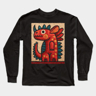 Folk Art Dino - A Friendly Dinosaur Long Sleeve T-Shirt