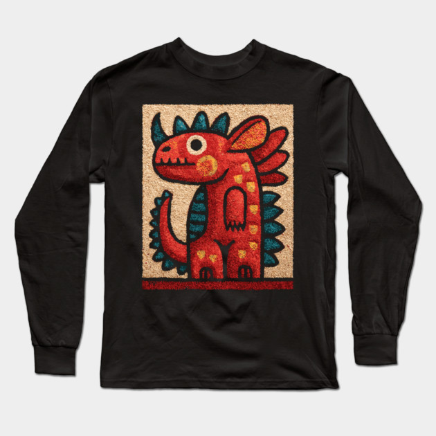 Folk Art Dino - A Friendly Dinosaur Long Sleeve T-Shirt by TuncGK