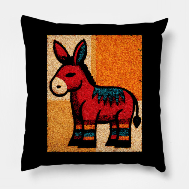 Stubbornly Cute - Folk Art Donkey Pillow by TuncGK