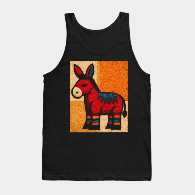Stubbornly Cute - Folk Art Donkey Tank Top by TuncGK