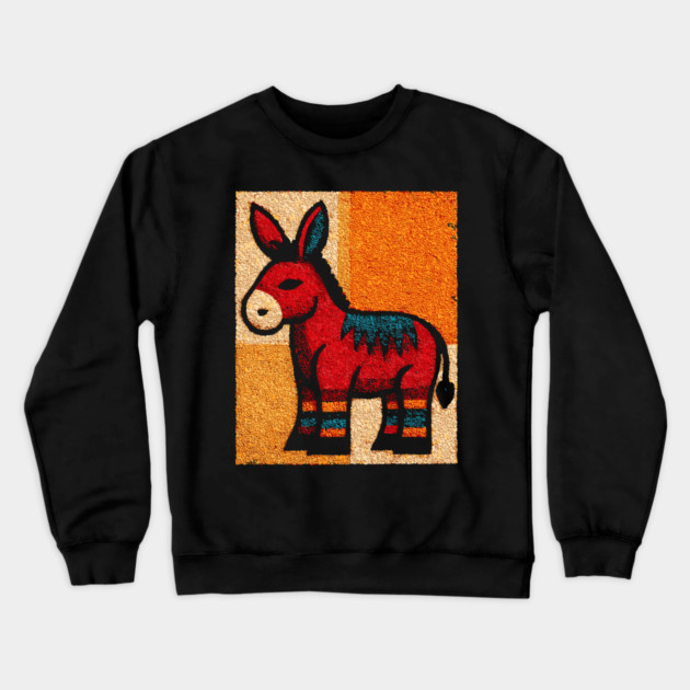 Stubbornly Cute - Folk Art Donkey Crewneck Sweatshirt by TuncGK