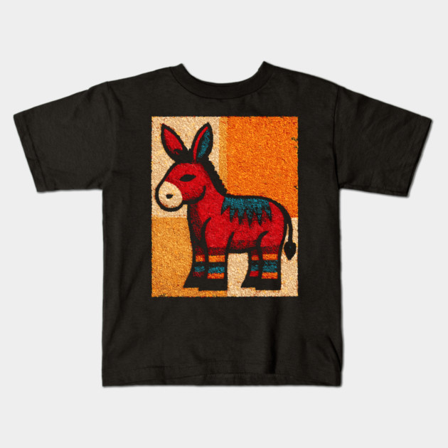 Stubbornly Cute - Folk Art Donkey Kids T-Shirt by TuncGK